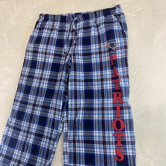 Patriots NFL Women Large Blue White Red Plaid Drawstring Pajama Pants Sleep Wear - Picture 2 of 8